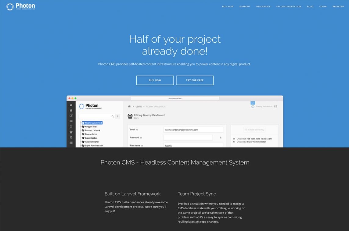 .<a href="/photoncms/">Photon CMS</a> is a headless CMS #madewithvuejs and <a href="/madewithlaravel/">MadeWithLaravel</a>. It provides self-hosted content infrastructure enabling you to power content in any digital product 📄 - madewithvuejs.com/photon-cms