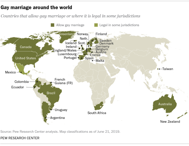 johngramlich's tweet photo. This map shows where same-sex marriage is legal around the world.

It's just been updated to include the most recent additions: Ecuador 🇪🇨, Taiwan 🇹🇼 and Austria 🇦🇹

https://t.co/fcX3e5ngCd https://t.co/S75i6ddQTg