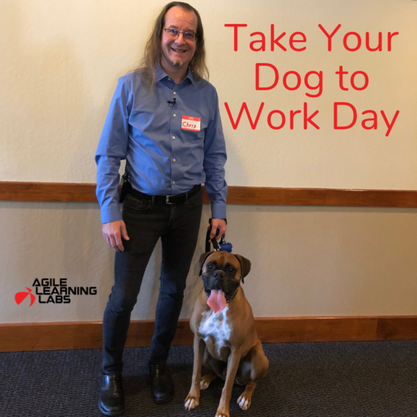 AgileLearning's tweet image. Chris and Max want to remind you that today is #TakeYourDogtoWorkDay! Max is usually at our office working right alongside of us. Show us pics of your office helper today if you brought your dog into work. #doggo #dogatwork
