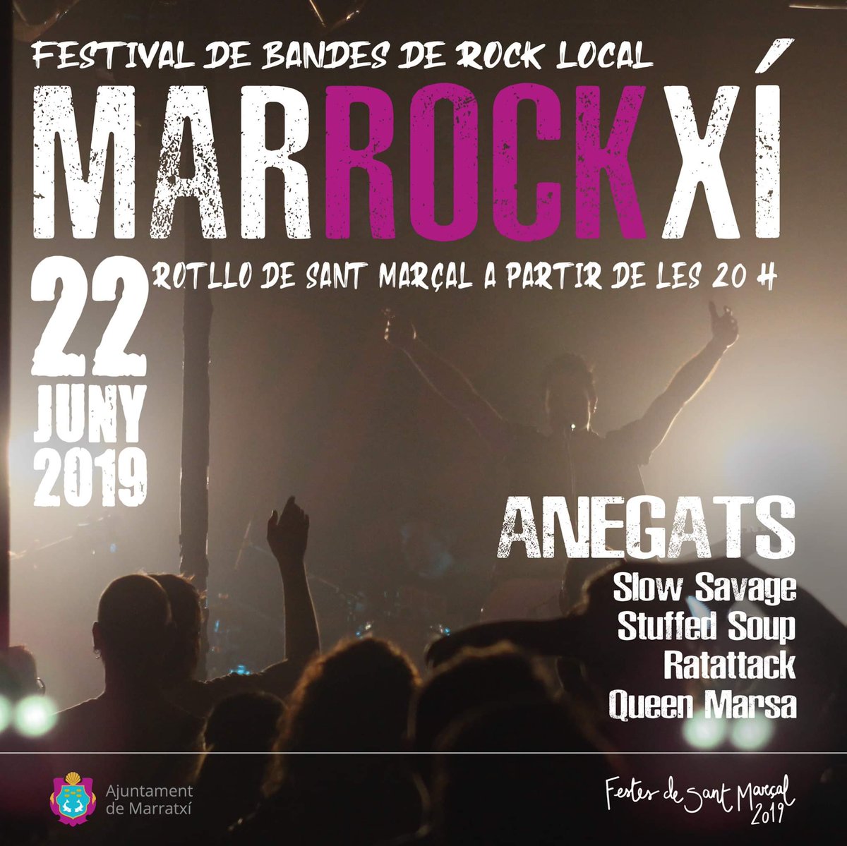 mbelvalencia's tweet photo. El festival Marrockxí dona el sus a les festes de #SantMarçal2019 serà demà a partir de les 20h amb @AnegatsOficial @slowsavage @StuffedSoup #Ratattack i #QueenMarsa @MultiplexIB3 #MarratxiEsViu https://t.co/0IgH0dorzr