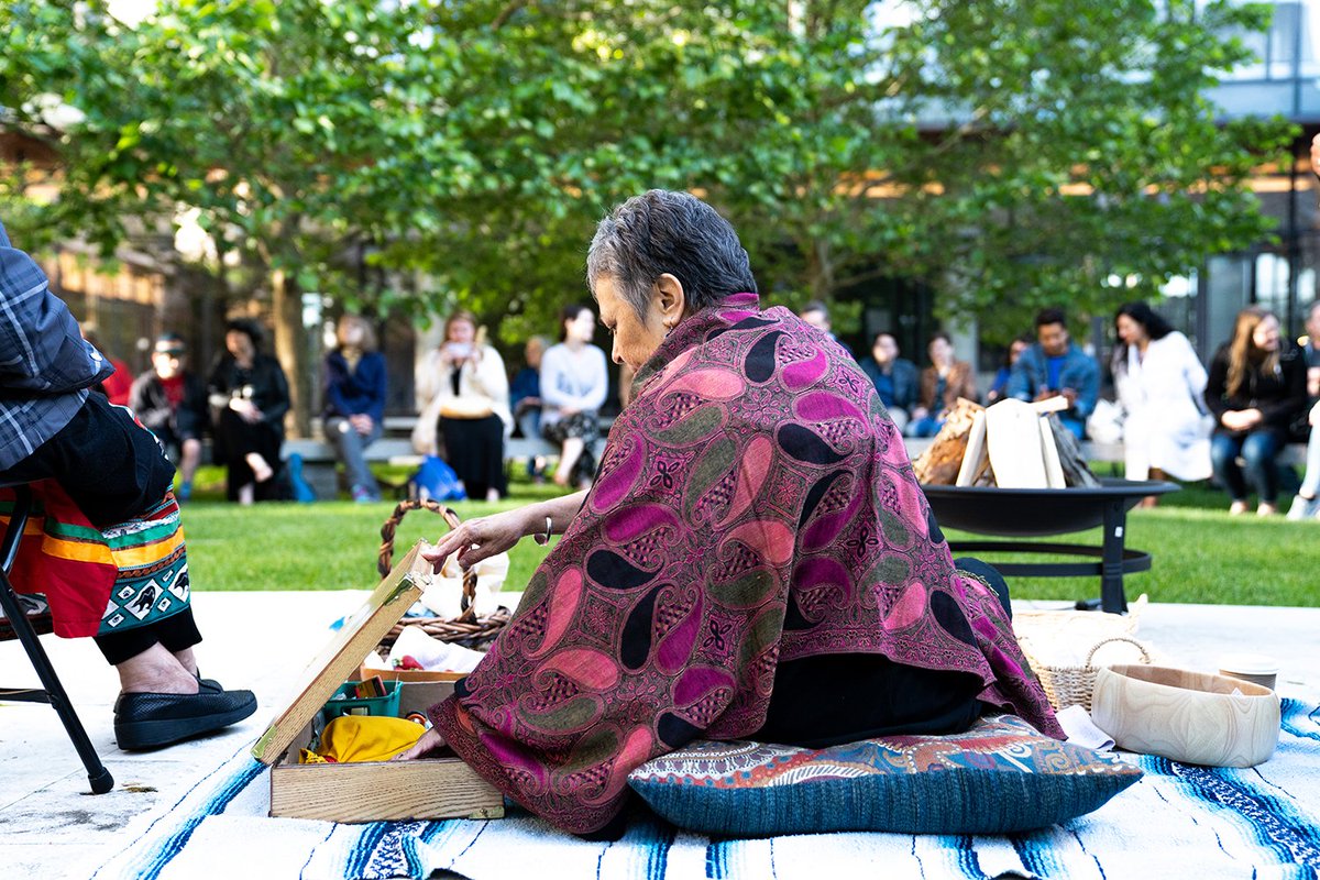 CIGIonline's tweet image. A beautiful and powerful sunrise ceremony in honour of #NationalIndigenousPeoplesDay – thank you to all who joined us to participate. @WLUIndigenous #NIPDCanada