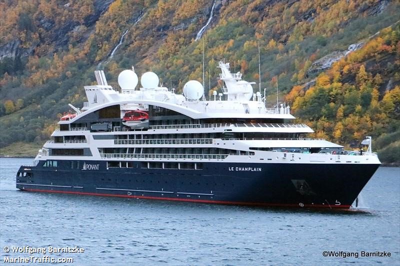 SeawayUSDOT's tweet photo. The Le Champlain is the first of several new vessels heading to the #GreatLakes offering expedition cruising. Read more about this cruise ship and more in the #SeawayCompass newsletter at https://t.co/AQbOofKbxZ. 

Photo credit: @MarineTraffic https://t.co/umF7boxEEW