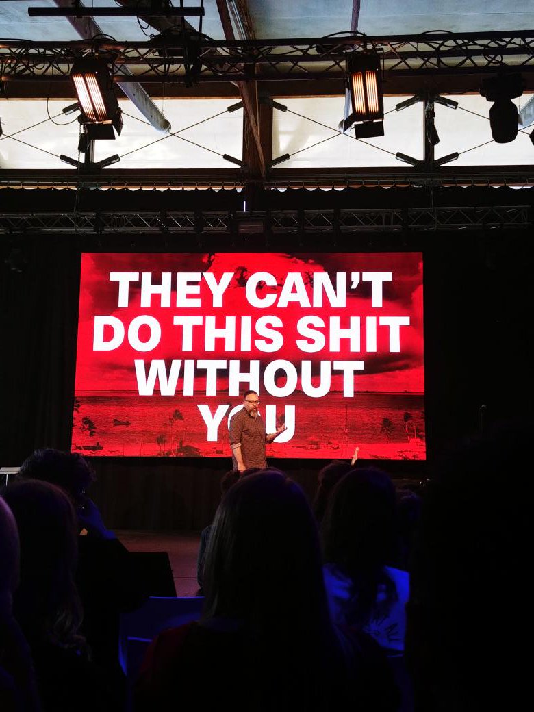 The world isn't broken. It's working exactly as we designed it to work. Designers as gatekeepers with two checkpoints: NO & WHY. Mike Monteiro on ehtics and business of design. #ddd19 #designforchange @DutchDigitalD