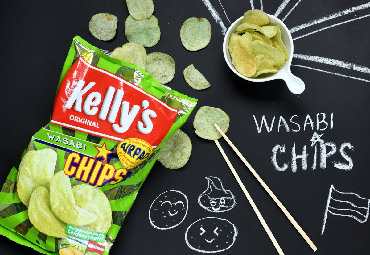 Wasabi lezzetinin patatesle enfes buluşması! Bir paket dolusu Uzak Doğu deneyimi için Kelly's Wasabi Chips Macrocenter'da. ✨