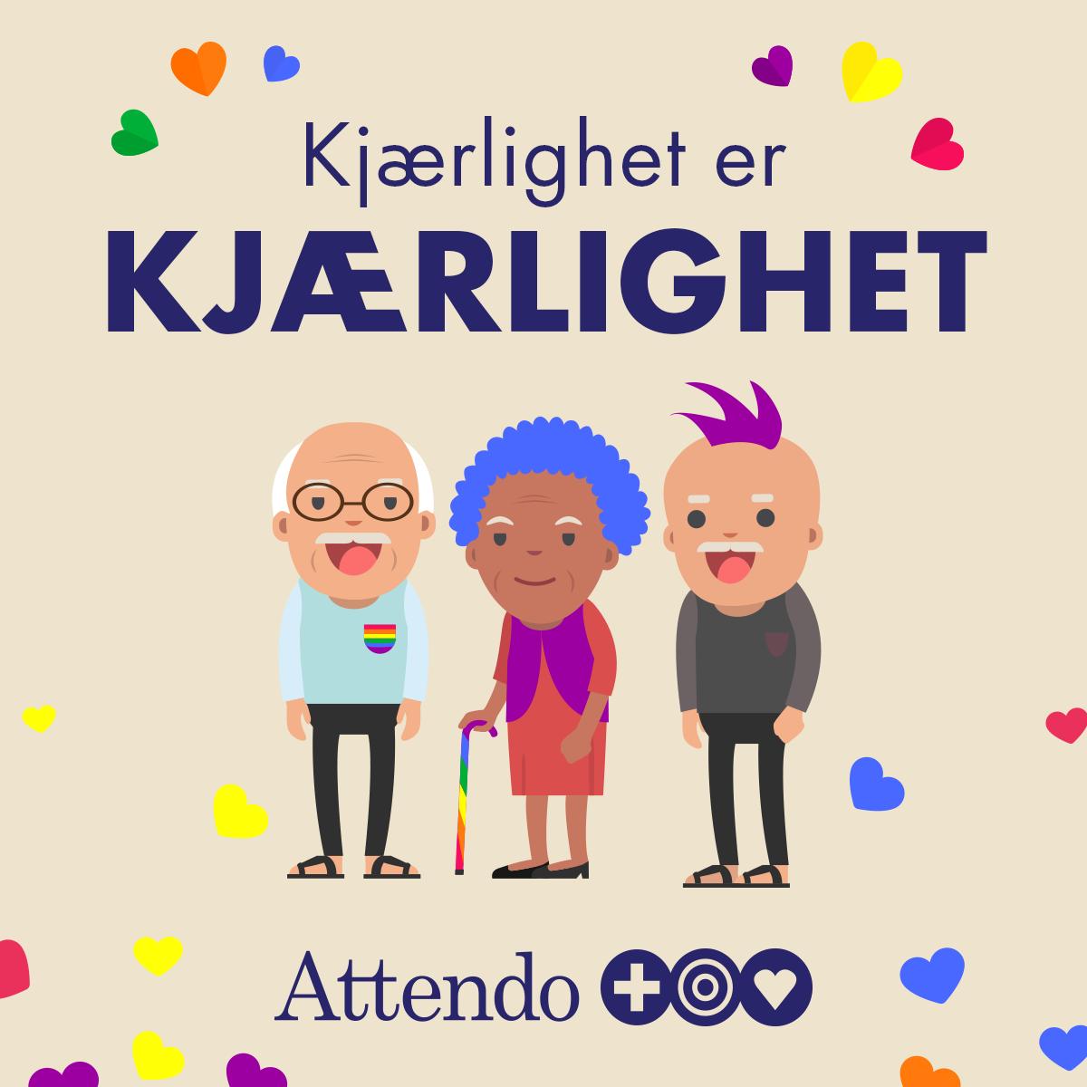 PaulusSykehjem's tweet image. Vi er stolte over å ha stort mangfold blant våre beboere og ansatte. Hos oss kan alle være den de er, uavhengig av legning og kjønn. Vi gleder oss over kjærligheten i alle former, over frihet, åpenhet og aksept. #pride #oslopride #seniorpride #eldreliv #sykehjem #Attendo