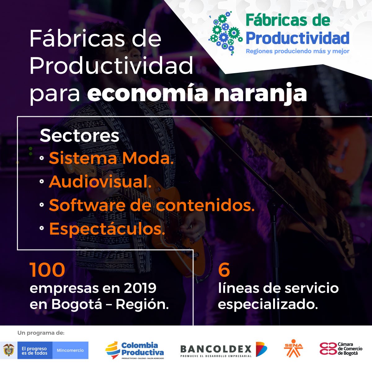 MincomercioCo's tweet photo. Con @camaracomerbog y @Bancoldex, en Bogotá, #FábricasDeProductividad tendrá un capítulo especial de #FábricasNaranja para ayudar a las industrias creativas a mejorar su productividad. Iniciaremos con 100 empresas. 

https://t.co/5wpNB9o6sw https://t.co/OjLX5yAOv5