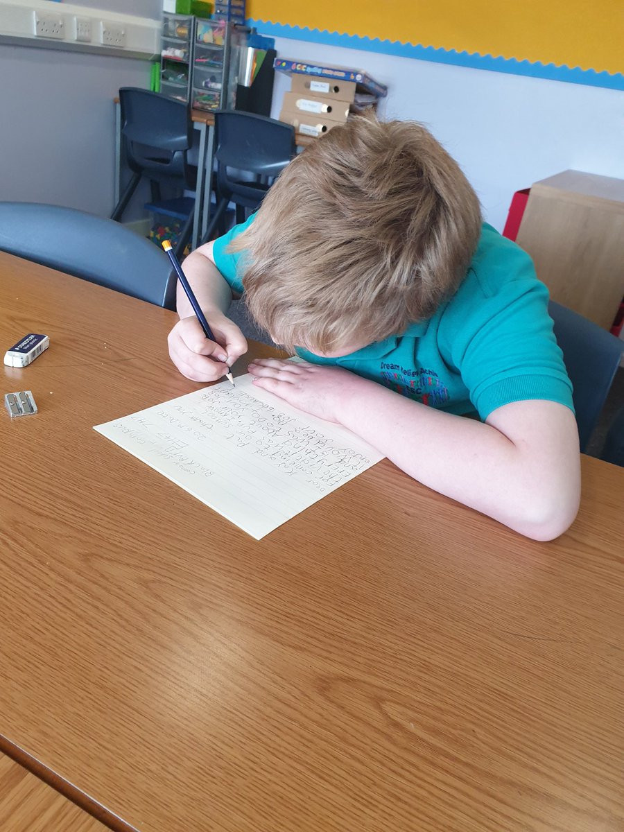 WLClass2CSC's tweet photo. S &amp; K working on writing a formal letter yesterday to thank our visitors from HMRC for coming to see us. ✏ #WorldOfWork #Partnerships #FosteringRespect @wlconnolly https://t.co/fdKDL7M7mx