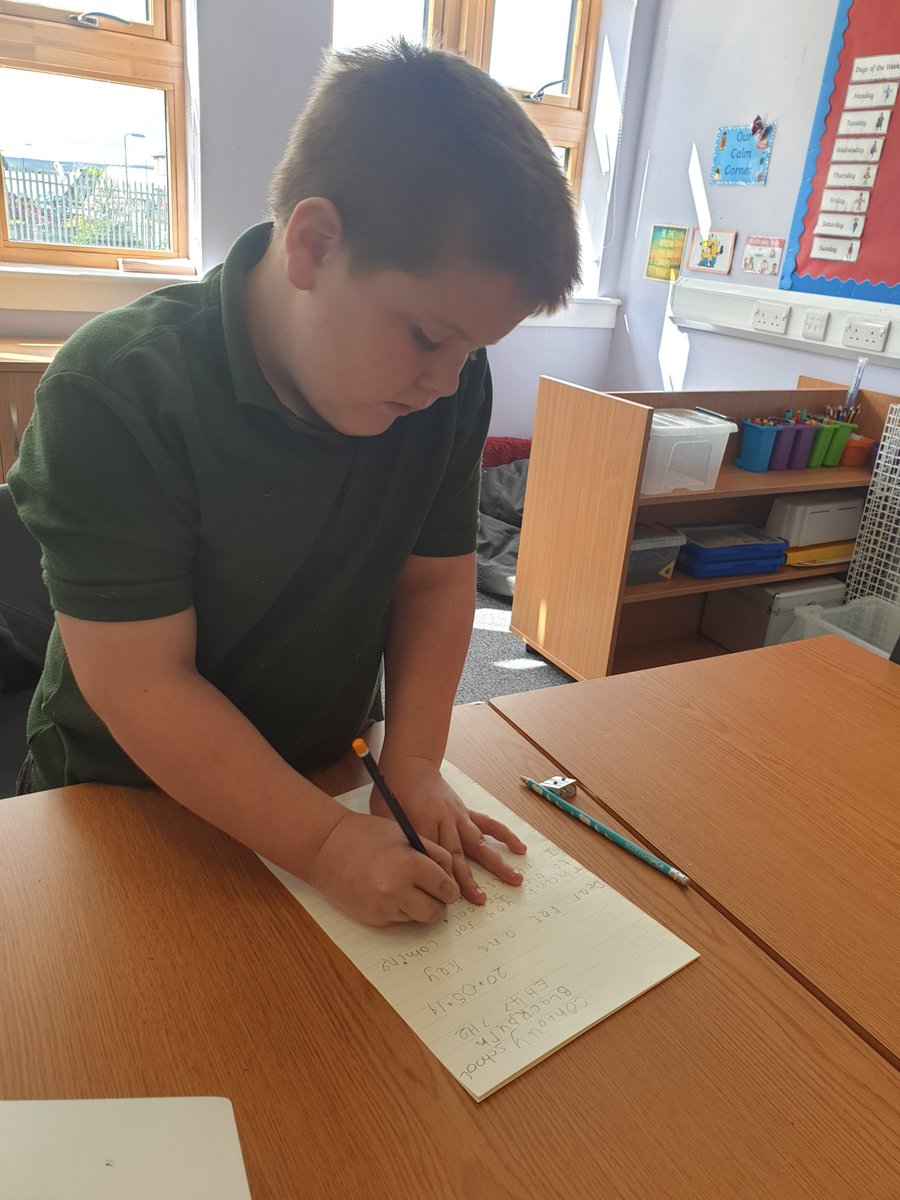 WLClass2CSC's tweet photo. S &amp; K working on writing a formal letter yesterday to thank our visitors from HMRC for coming to see us. ✏ #WorldOfWork #Partnerships #FosteringRespect @wlconnolly https://t.co/fdKDL7M7mx