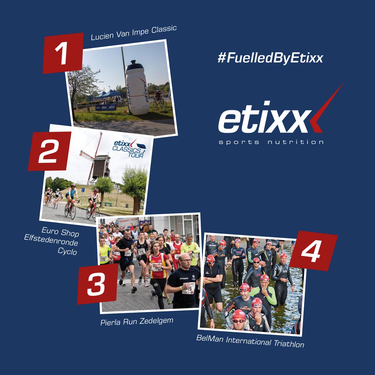 Er staan dit weekend terug 4️⃣ #FuelledByEtixx events op de agenda! Daarmee zullen we terug vele sporters voorzien van de meest optimale bevoorrading. 👊

Gaan jullie ook een sportief weekend tegemoet?

#FuelYourGoal #ProudPartner #EtixxClassicsTour #FullEtixxBevoorrading