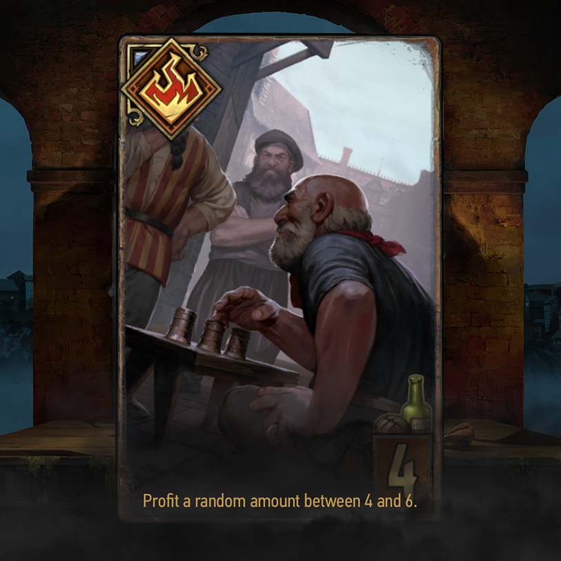 hanagwent's tweet photo. Thanks, @PlayGwent for the chance to reveal a card from Gwent #novigrad
Name: Swindle
Ability: Profit a random amount between 4 and 6.
Rarity: Common https://t.co/vjD9rXd8b2