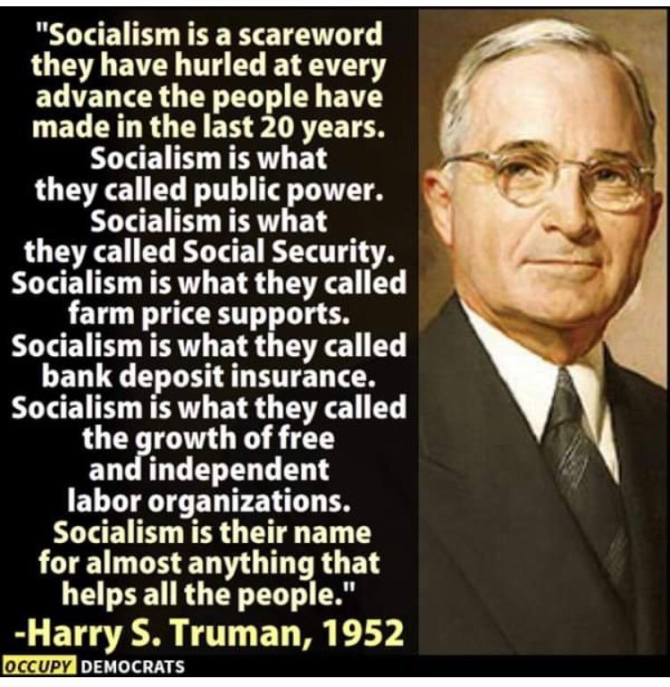 Image result for harry truman "socialism is a scare word"