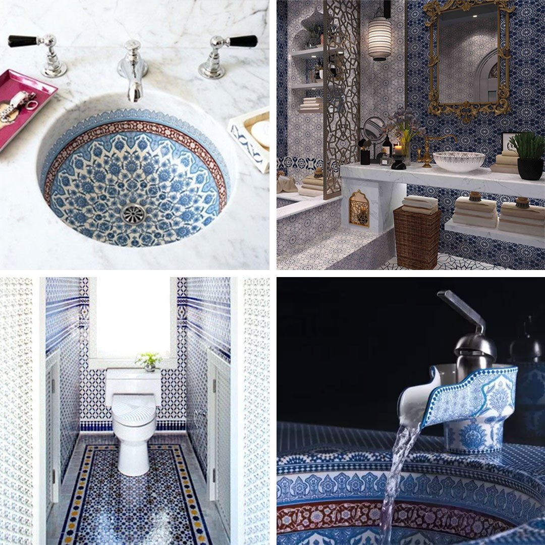 The Morrocan bathrooms are always linked to our minds with relaxing, the magic of the east, and tons of details.

#Morocco #interiors #interiordesign #art #details #architecture #bathroom #bathgoals #Blue #relaxation