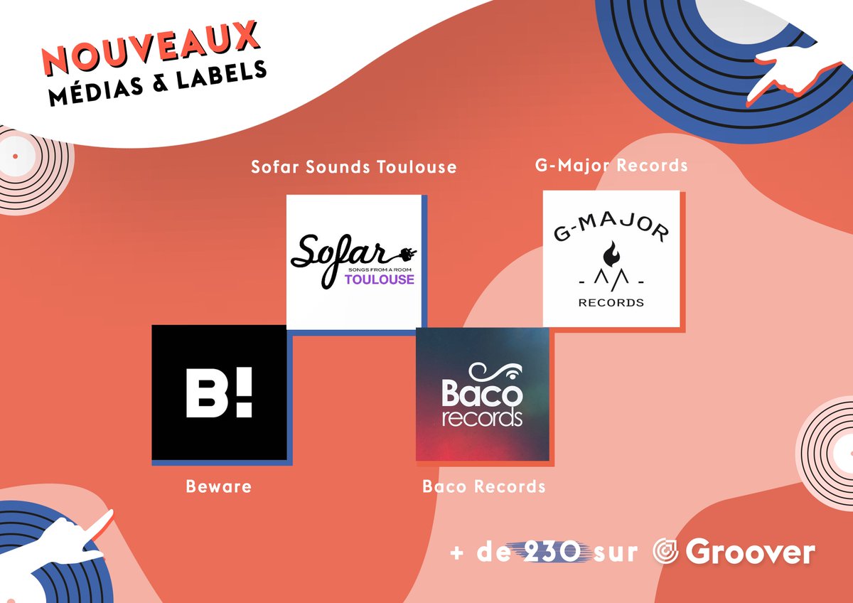𝙉𝙊𝙐𝙑𝙀𝘼𝙐𝙓 𝙈𝙀𝘿𝙄𝘼𝙎 &amp; 𝙇𝘼𝘽𝙀𝙇𝙎 sur Groover 🔥 @BacoRecords, <a href="/manufreson/">Manu G-Major</a> rejoignent les + de 230 médias, labels, radios déjà actifs sur groover.co 🚀
