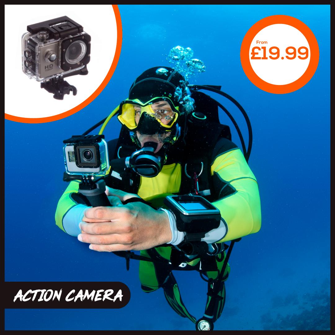 Objectproducts's tweet photo. Never miss a moment of the action with our compact Action Camera! It comes with a waterproof case, super wide-angle lens (120°) and 2-inch LCD screen to help you film wherever you are. #ObjectProducts #NewProduct #Products #Design #Gadgets #Gifts #Bargain #Value https://t.co/4PsyK6ccTw