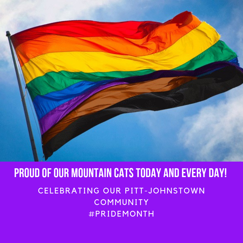 UPJStuAffairs's tweet photo. It's #PrideMonth Mountain Cats! Celebrating community today and everyday!  #MtCatStrong #MtCatProud #EngageUPJ #H2P! @PittJohnstown https://t.co/ryzKhUHbv5