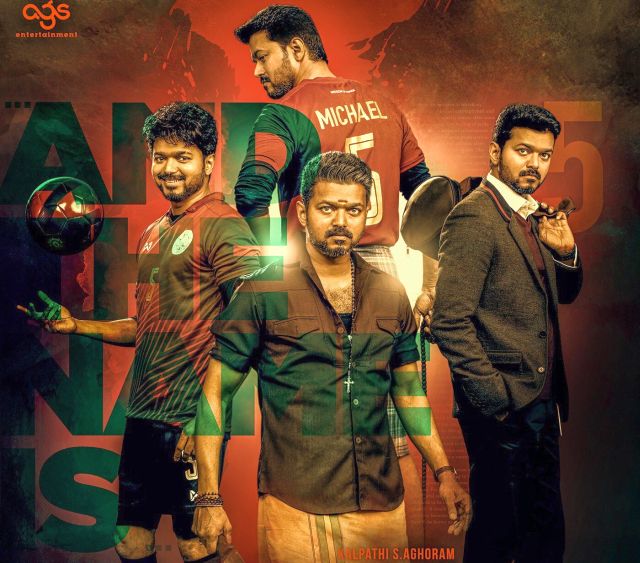 TheHinduCinema's tweet image. The second look of #Bigil was released at midnight on #Vijay&apos;s 45th birthday bit.ly/2KsjooY