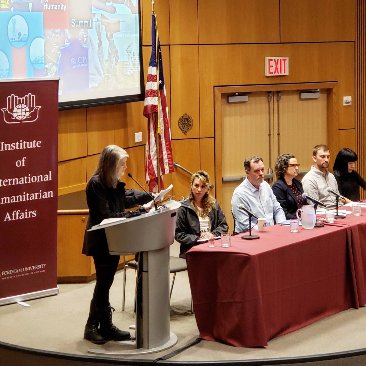 hbreivikkhan's tweet image. Amy Goodman of @democracynow reading today&apos;s gruelling news headlines at the @IIHA_Fordham #Design4Humanity Summit to highlight the importance of reporting and storytelling -- excellent