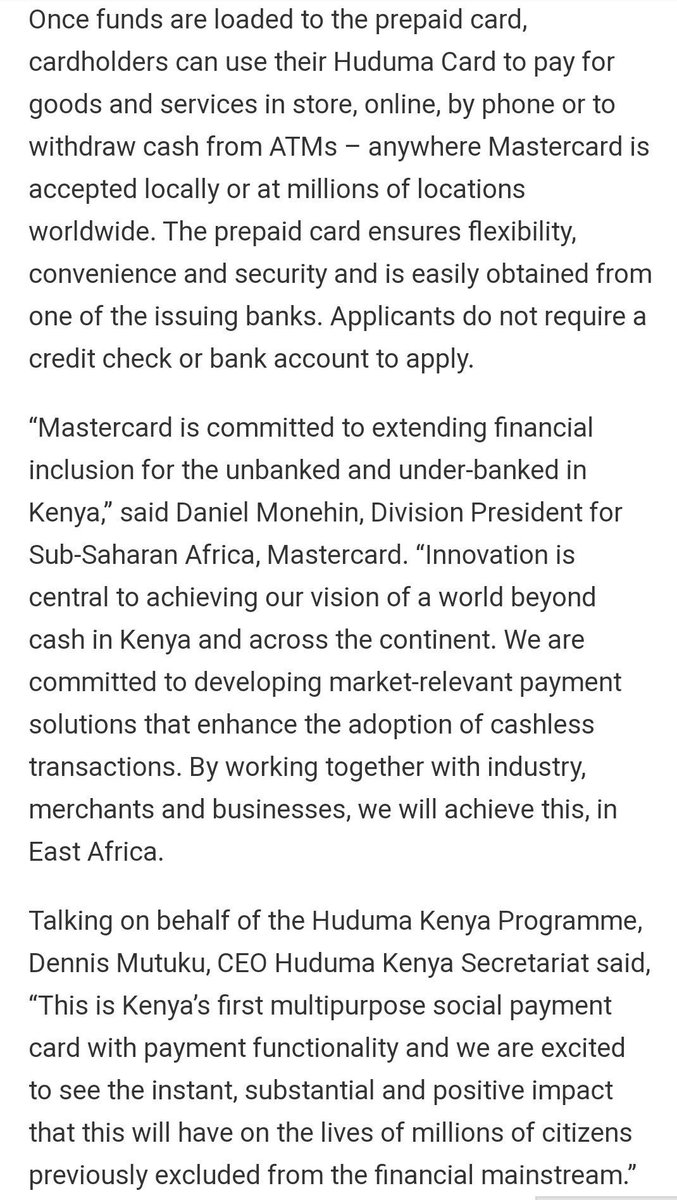 DictatorWatch's tweet photo. There are about 20 major credit card companies in the world. #UhuruKenyatta chose mastercard for #HudumaNumberScam. There's a law governing procurement of public goods &amp; services. How did he arrive at Mastercard? 
#CorruptionKills https://t.co/JntXzPHTnL