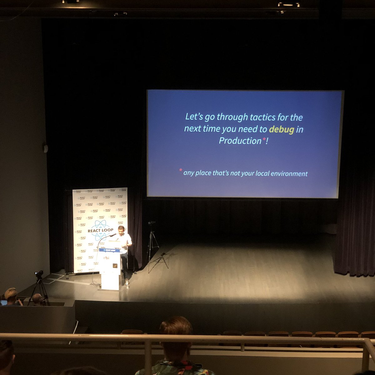 jbrancha's tweet image. We’ll Do It Live - techniques for debugging code in production 😱, by Saimon #ReactLoop19