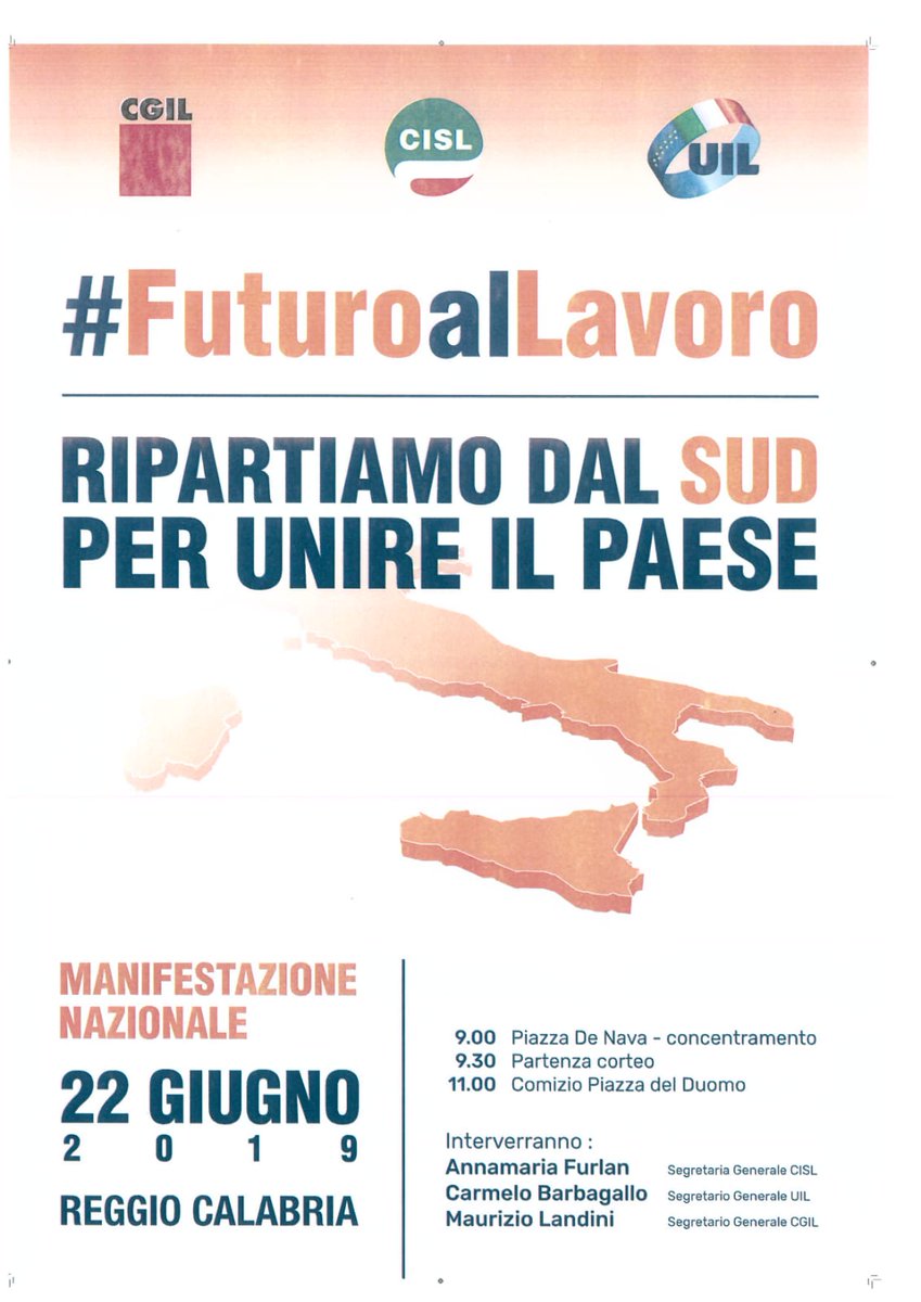 samontalbano49's tweet photo. #FuturoalLavoro Domani i pensionati della #FnpCislAgClEn saranno presenti alla manifestazione di #CgilCislUil a Reggio Calabria perché hanno a cuore le sorti del nostro Paese e il futuro dei giovani @CislNazionale @FnpCisl @FNPCISLSicilia @CislSicilia https://t.co/CvtuhFY69b