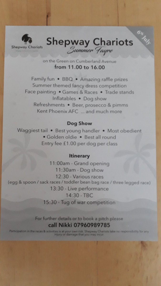 Shepway_Chariot's tweet photo. 🐕🍻⚽️  Two weeks and 1 day to go until our Summer Fayre!! Please join us on Saturday 6th July for lots of fun on the Shepway Green. There will be games, completions, stalls, food, drink and lots more! We hope to see you there  🌞🥚🍔 https://t.co/pTGHkgqefx