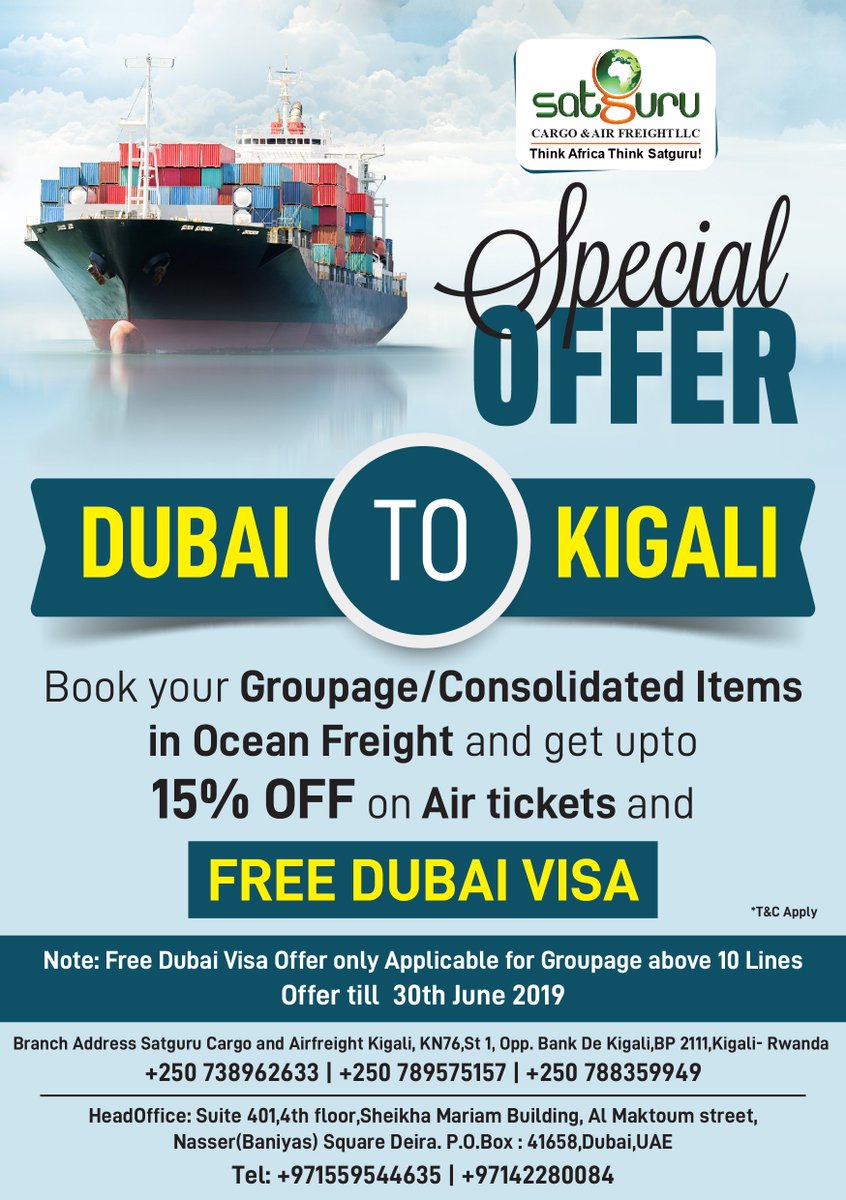 CargoKigali's tweet photo. Dubai to Kigali @CargoSatguru
Limited Period Offer 🤠🥳
#FreeDubaiVisa #FreeDubaiEntertainment #Discountsonticketsupto15%
Grab the deal as soon as possible !!! https://t.co/kf1aqkq6WY