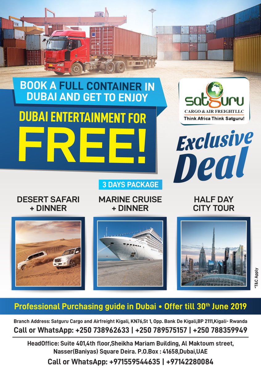CargoKigali's tweet photo. Dubai to Kigali @CargoSatguru
Limited Period Offer 🤠🥳
#FreeDubaiVisa #FreeDubaiEntertainment #Discountsonticketsupto15%
Grab the deal as soon as possible !!! https://t.co/kf1aqkq6WY