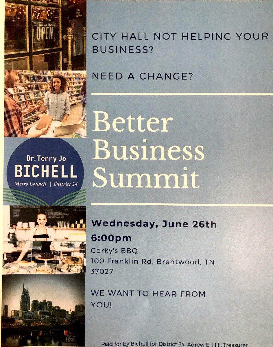 TJBichell's tweet photo. Feel like your representatives can’t hear you? I want to listen to you and make the changes that YOU want! Come to @CorkysBrentwood this Wed, June 26, 6pm to meet me, tell me about the changes you want, and hear about why I am #progressiveprobusiness #bichellfor34 #district34 https://t.co/cZ7P4QsSJQ