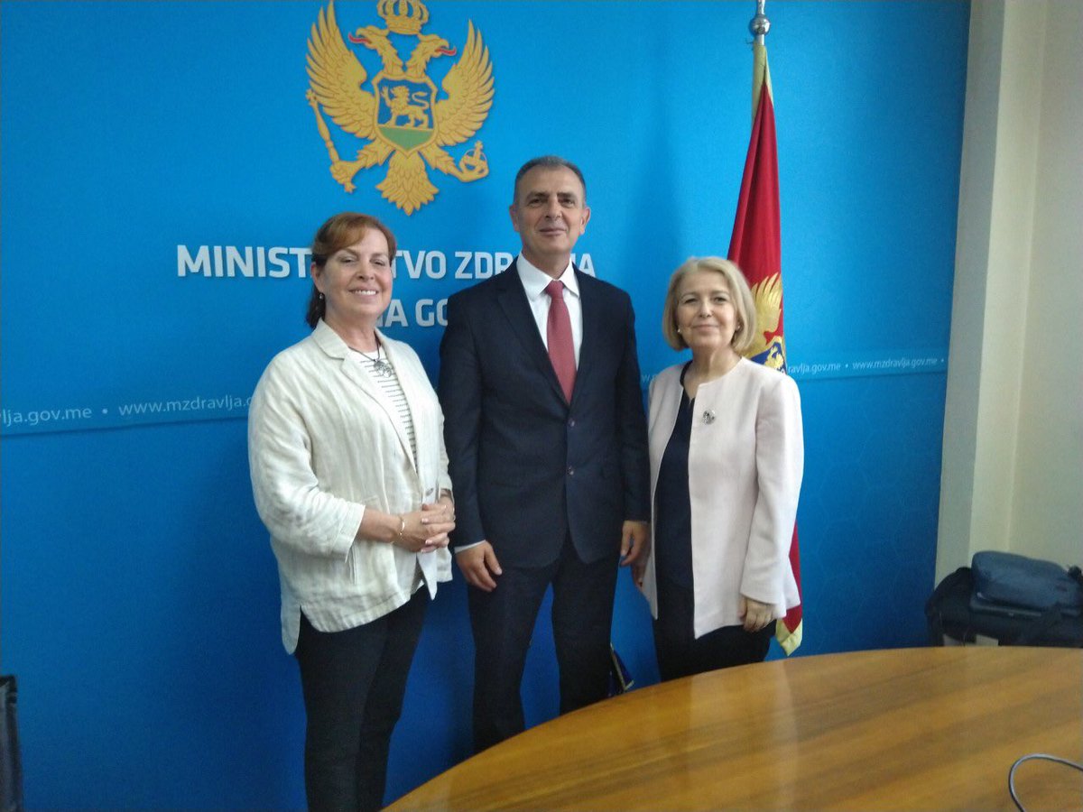NedretEmiroglu's tweet photo. Great meeting in Montenegro with Minister Hrapovic and DG Pavlovic. Grateful for warm welcome and focus on #PrimaryHealthCare towards #UHC, #immunization and Montenegro’s role in #SEEHN. I commit to reinforce this partnership with #Health2030. Thanks @PodgoricaBE Ambassador Ozan https://t.co/h9yv8CLsXY