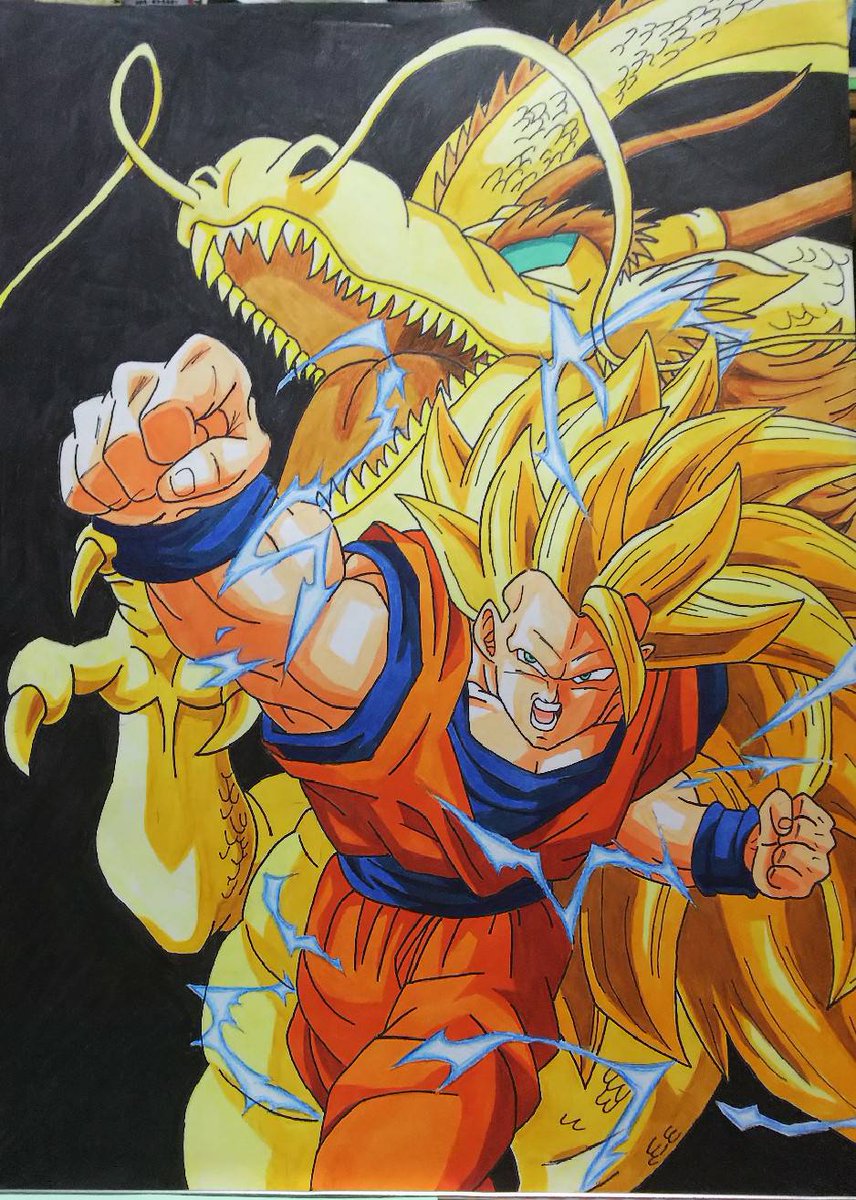 ゴジロー 俺がやらなきゃ 誰がやる 龍拳 数日かけてやっと描き終わりました 最後に背景を黒く塗ったら更にいい感じになりました 今まで描いてきた自分の絵の中で間違いなく最高傑作です ドラゴンボール 龍拳 孫悟空