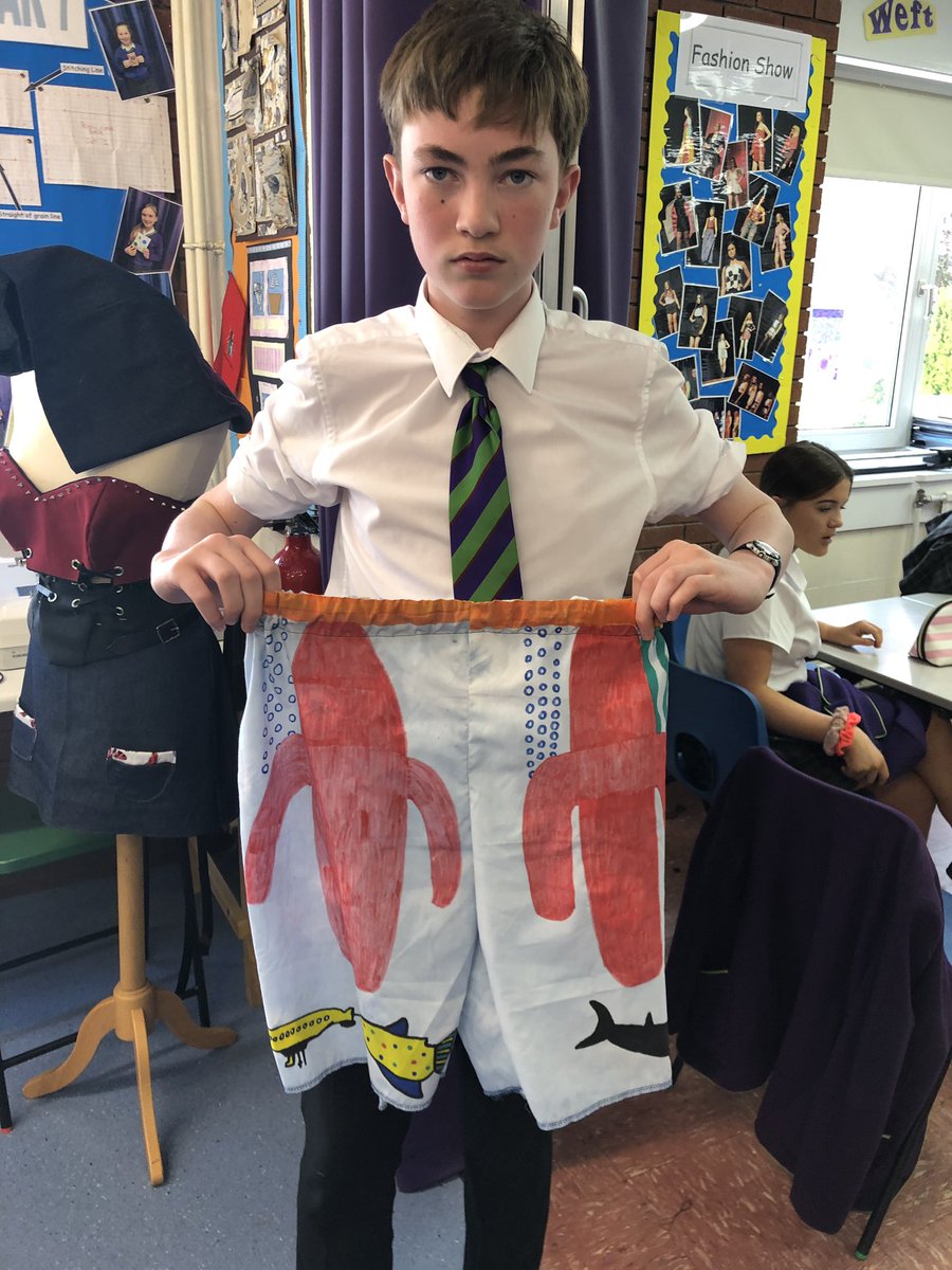 Some students in 9I finished their pyjamas earlier today. Well done Dan, Mia, Alexa and George! #Textiles #KS3DT #Westholme