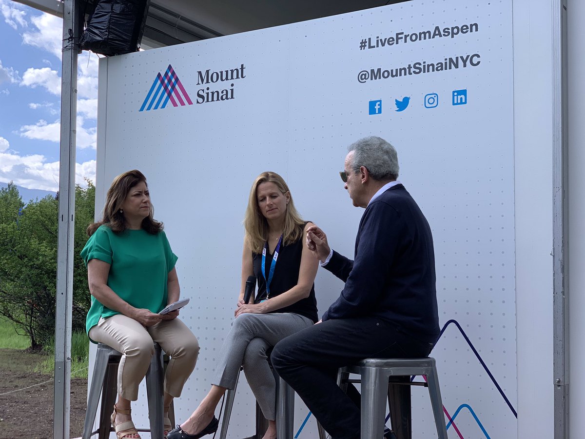 Behind-the-scenes: Dr. Carrie Quinn, Executive Director of the Mount Sinai Parenting Center, and Dr. Harold Koplewicz, President of the <a href="/ChildMindInst/">Child Mind Institute</a>, discussing #MentalHealth in #children. Tune in at 2pm MDT for the full interview. #AspenIdeas #AspenIdeasHealth #LiveFromAspen