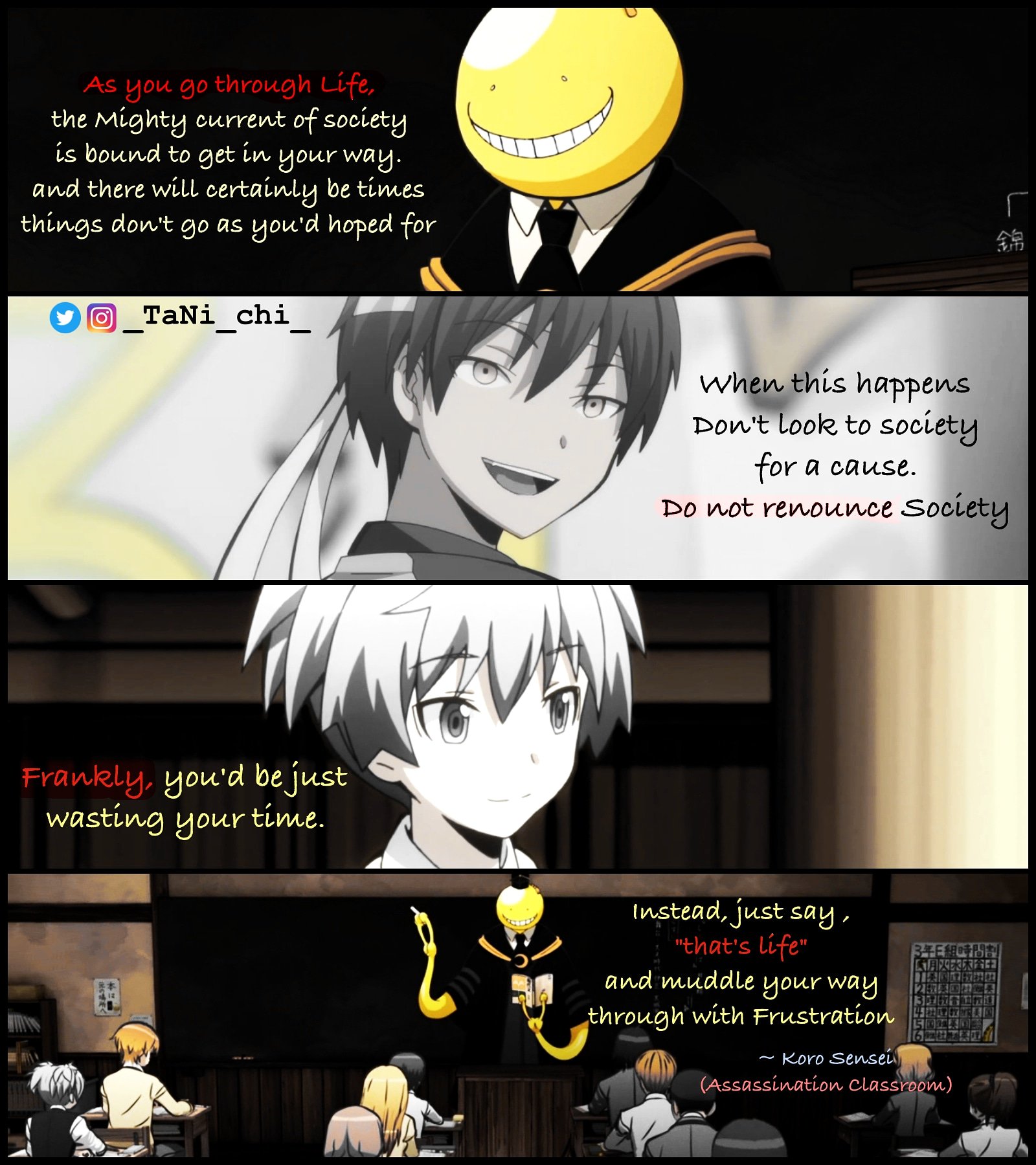 Twitter 上的 Anime Quote Meme Editor Anime Quote By Koro Sensei Anime Assassination Classroom Manga Assassinationclassroom Mangaadaptation Korosensei Nagisashiota Karmaakabane Animequote Mangaquote Quoteaccount Quoteoftheday