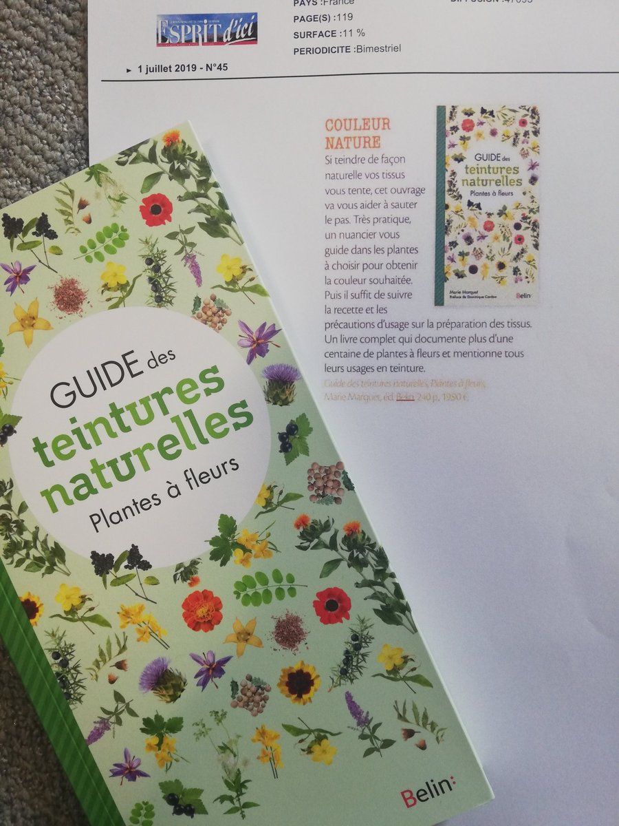 BaraducL's tweet photo. L'ouvrage de Marie Marquet consacré à la création et à l'utilisation des teintures naturelles à été chroniqué dans Esprit d'ici 🌸
@Belin_editeur
#guide #mariemarquet #teintures https://t.co/QQm4S7wFc4