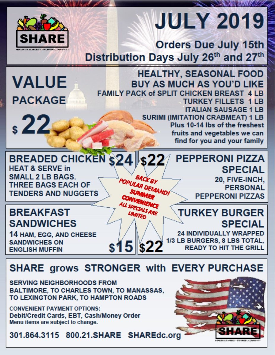 SHARE_dc's tweet image. We hope you having a swell summer. July menu ready to SHARE! 
#sharedc #sharefood #sharefoodnetwork #availableinSpanish #Healthyandaffordable