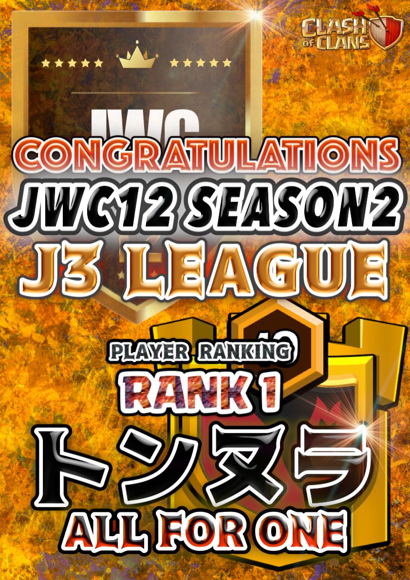 JWC_RANKING's tweet photo. JWC12 S2 各リーグの全壊プレイヤーランキングは下記の通り。みなさんおめでとうございます!!!!
#JWC12 https://t.co/qQOiwYjADE