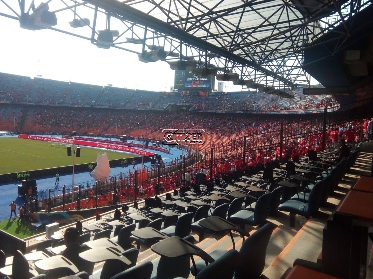 Hot_96Kenya's tweet photo. Egyptian football fans, the Pharaohs are turning up in massive numbers determined to fill the imposing 74000 capacity.Cairo International Stadium, six hours to kick off https://t.co/QNj8pMetbF