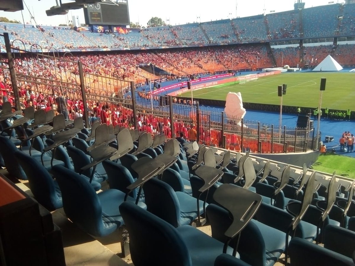 Hot_96Kenya's tweet photo. Egyptian football fans, the Pharaohs are turning up in massive numbers determined to fill the imposing 74000 capacity.Cairo International Stadium, six hours to kick off https://t.co/QNj8pMetbF