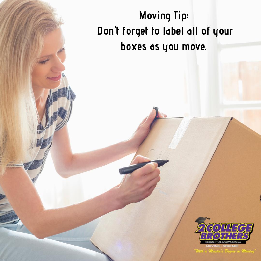 2CollegeBros's tweet photo. Moving Tip: Don't forget to label all of your boxes as you move. Make the process easier by knowing which box each of your items are in! https://t.co/IOXr84weyP