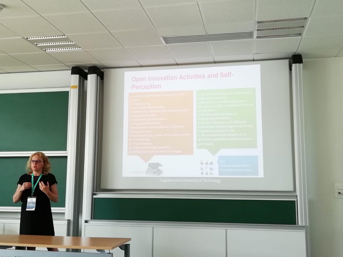 RnDMgmt2019's tweet photo. To conclude the #RnDParis2019 Open-Innovation in SMEs track, Daria Podmetina from @UniLUT
presents the great study "Open innovation Adoption Patterns and Strategies : an Empirical Analysis" 
#OpenInnovation https://t.co/lCGf6RQiBJ