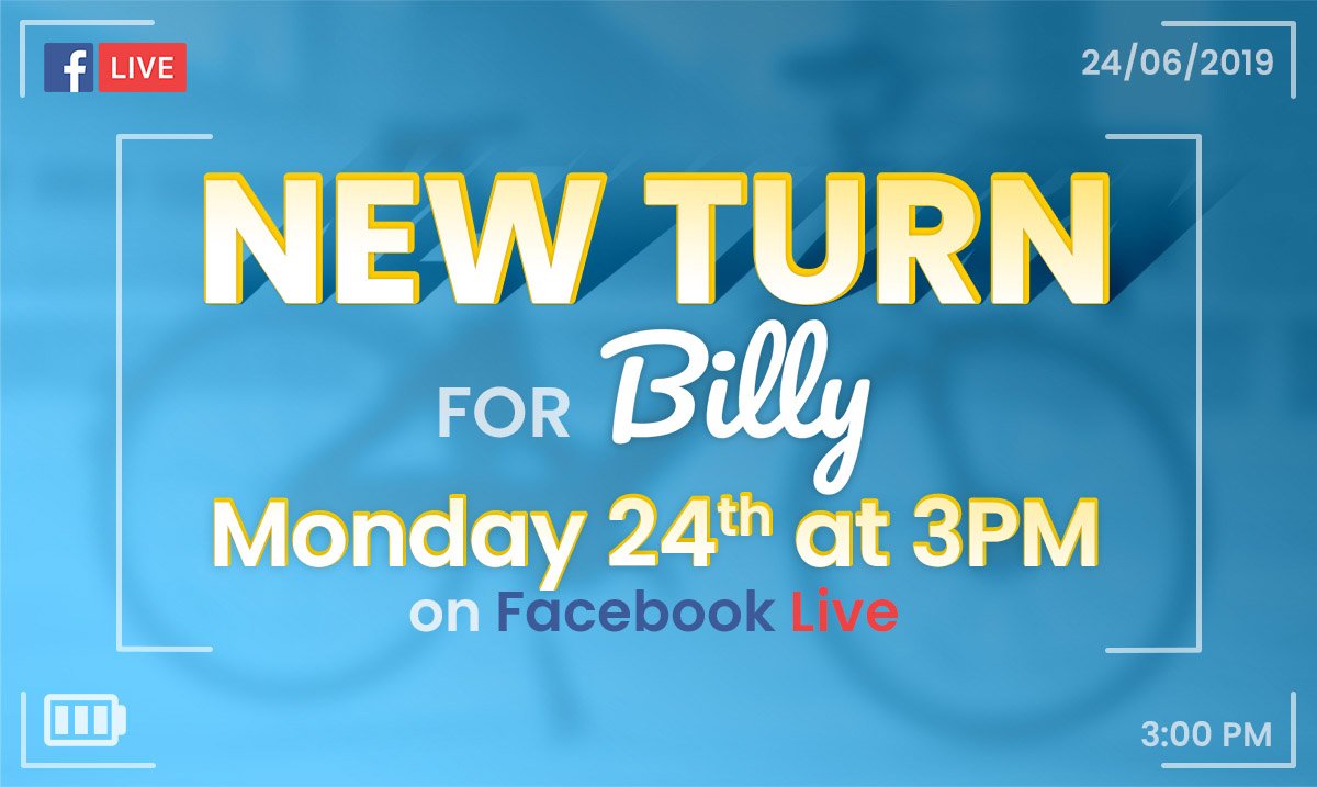 [🔴 REC] A NEW TURN FOR BILLY

We have a BIG announcement!
Tune in on Monday at 3pm on Facebook Live to find out everything.

Be ready !