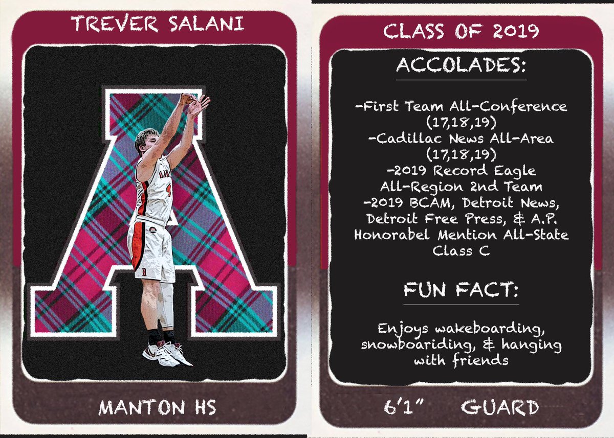 AlmaScotsMBB's tweet photo. Next up in our 2019 incoming class:
Trever Salani, 6’1 guard from Manton! https://t.co/YbskcYGH24