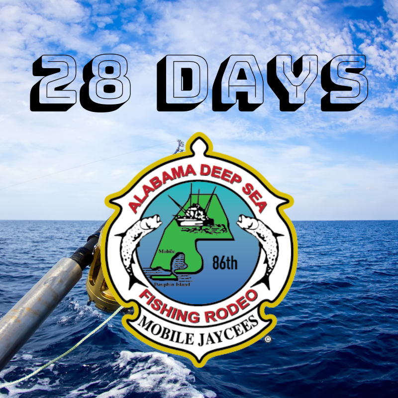 Ya'll, we are only 28 DAYS AWAY from the largest annual fishing tournament in the world! We can't wait to see you July 19-21st for the 86th annual Alabama Deep Sea Fishing Rodeo! 
#ADSFR #86thADSFR