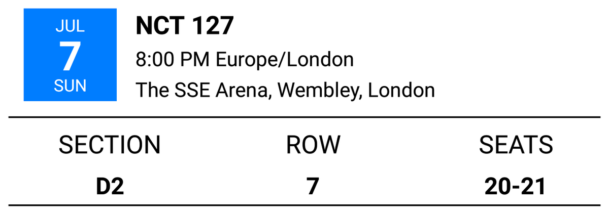 J_Kookie16's tweet photo. I'm selling 2 seated tickets to the upcoming NCT 127 concert in London. I'm trying to get rid of them as I purchased them by accident (website glitch). I've listed them on AXS resale but you can also DM me if interested 🙂 
#NCT127 #NCTinLondon #NeoCityTour #AXS @NCTsmtown_127 https://t.co/CI92T6xkUS