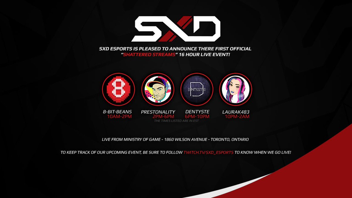 PBLMesports's tweet photo. Excited to announce our first 16h #ShatteredStreams Event featuring:
@8Bitbeans
@PrestonalityC
@DaDentyste
@LauraK483
Tune in to https://t.co/k81EdqutR3 all day for fun and giveaways!
We will be live from @MinistryofG - hope to see you online or IRL tomorrow! https://t.co/H2A3gvqa1i