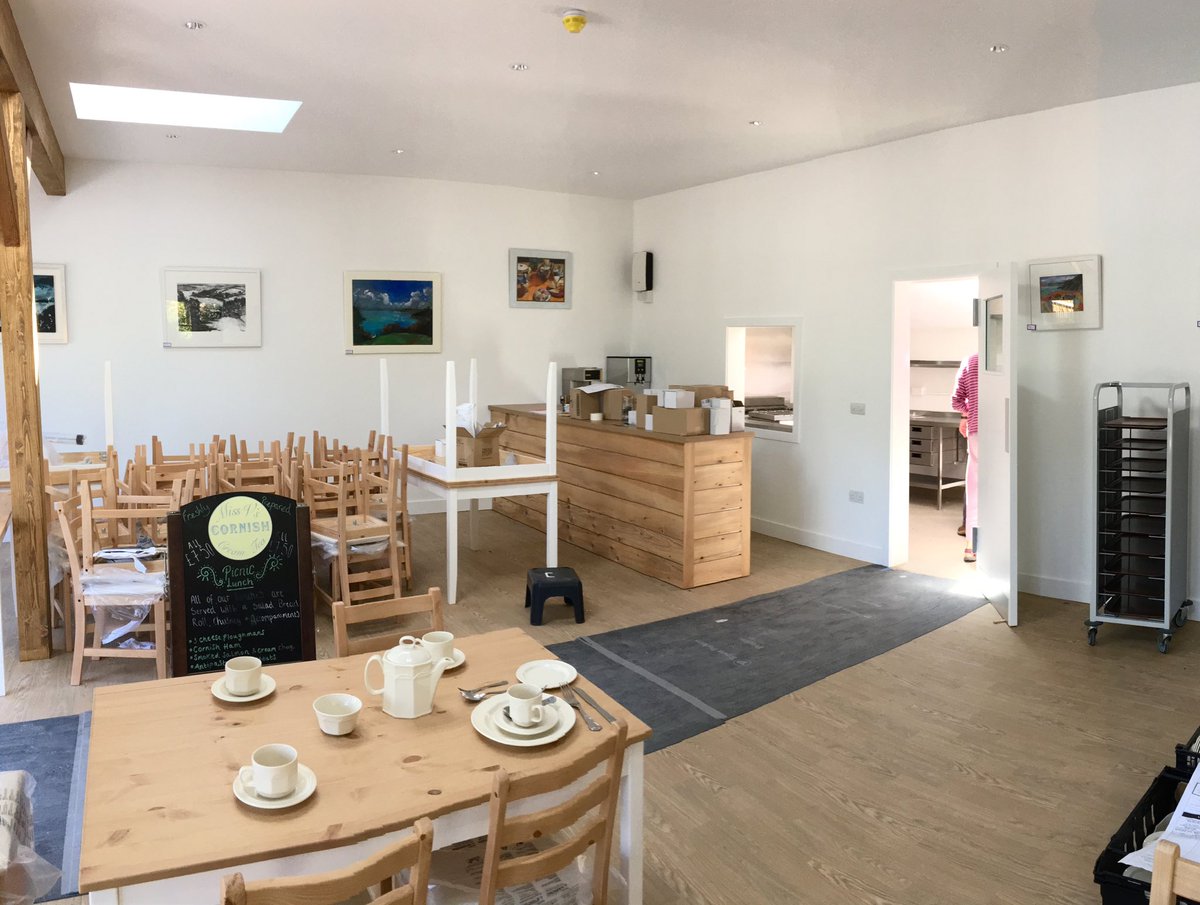 StJust_StMawes's tweet photo. A sneak peek at the interior of the gorgeous new St Just Tearoom, where ⁦@MissVsCreamTea⁩ will be serving her famous cream teas, cakes &amp; light lunches starting Mon 24th June! Outdoor seating, too, with a view to our beautiful gardens. See you there! https://t.co/7kSv4G19t5