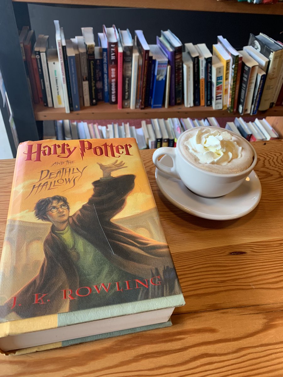 Today’s suggested pairing is Harry Potter and the Deathly Hallows by J.K. Rowling and an 8oz hot chocolate. #wouldyoulikesomethingtoreadwiththat? #thestackscoffeehouse #harrypotter #harrypotterandthedeathlyhallows #jkrowling #hotchocolate #pdxcoffee #portlandoregon