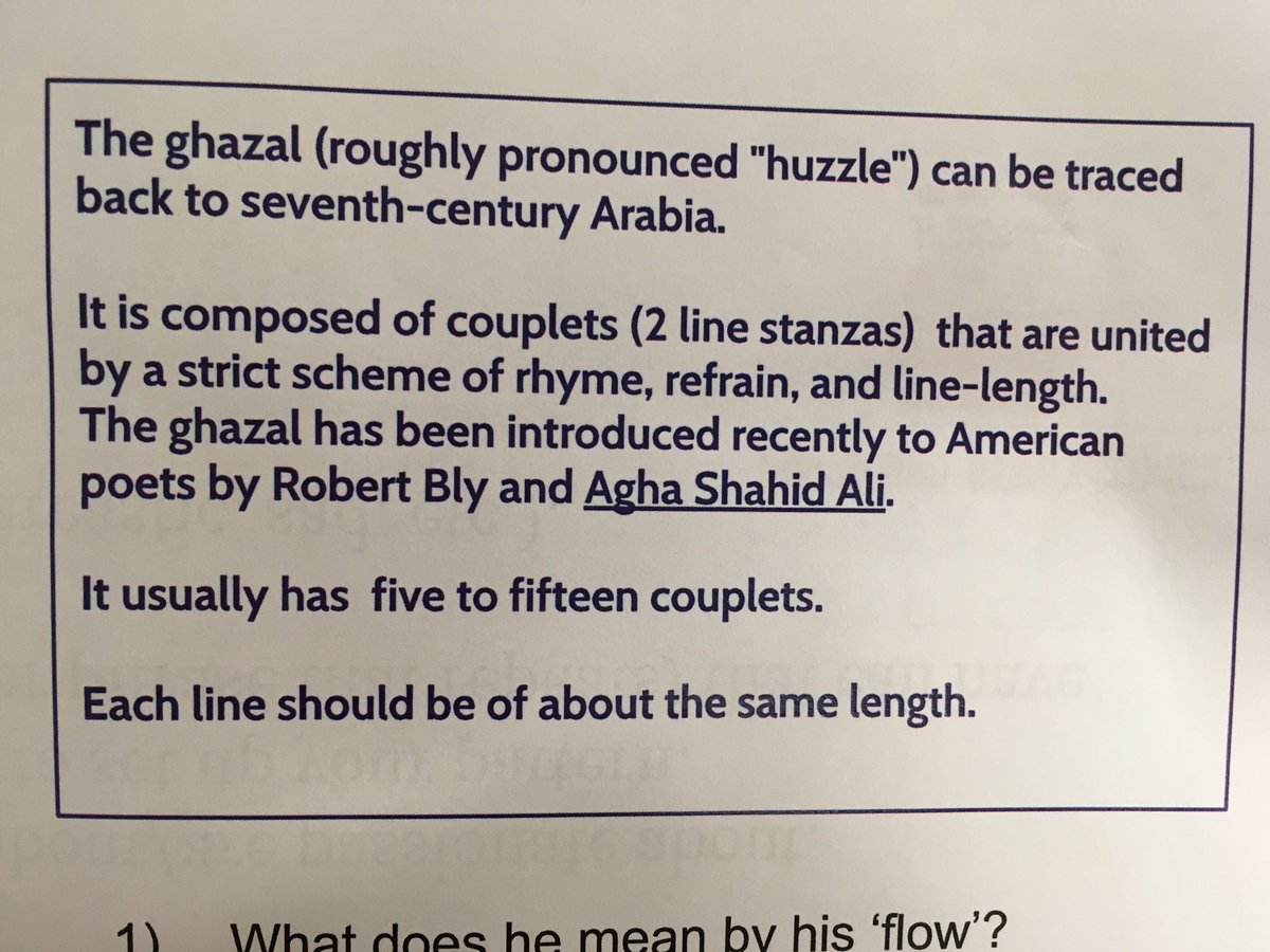 Drucie1981's tweet photo. Tried out some ghazal poetry with year 8 after inspirational ideas for teaching poetry from Peter Khan @EngMediaCentre last week. This one is ๐๐ป#literacy #poetry #books #wayr #s21reads https://t.co/AhOoMNV0B3