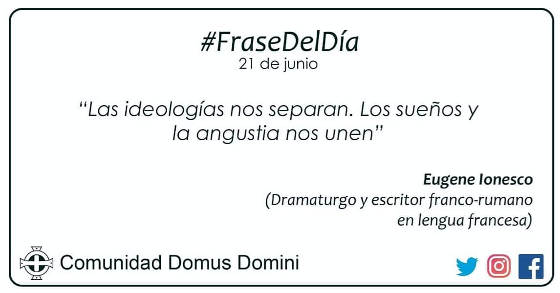 domini_domus's tweet photo. #FraseDelDía
#ComunidadDomusDomini  #SerHumano #Frase #Espiritualidad #Spirituality  #DesarrolloHumano #PersonaHumana  #Espiritual #Ideología #Ideologías #Separar #Separarse #Sueños #Soñar #Vivir #Angustia #Miedo #Fracaso #Unión #amistad #EugeneIonesco #Dramaturgo #Escritor https://t.co/FufT3WUpvq
