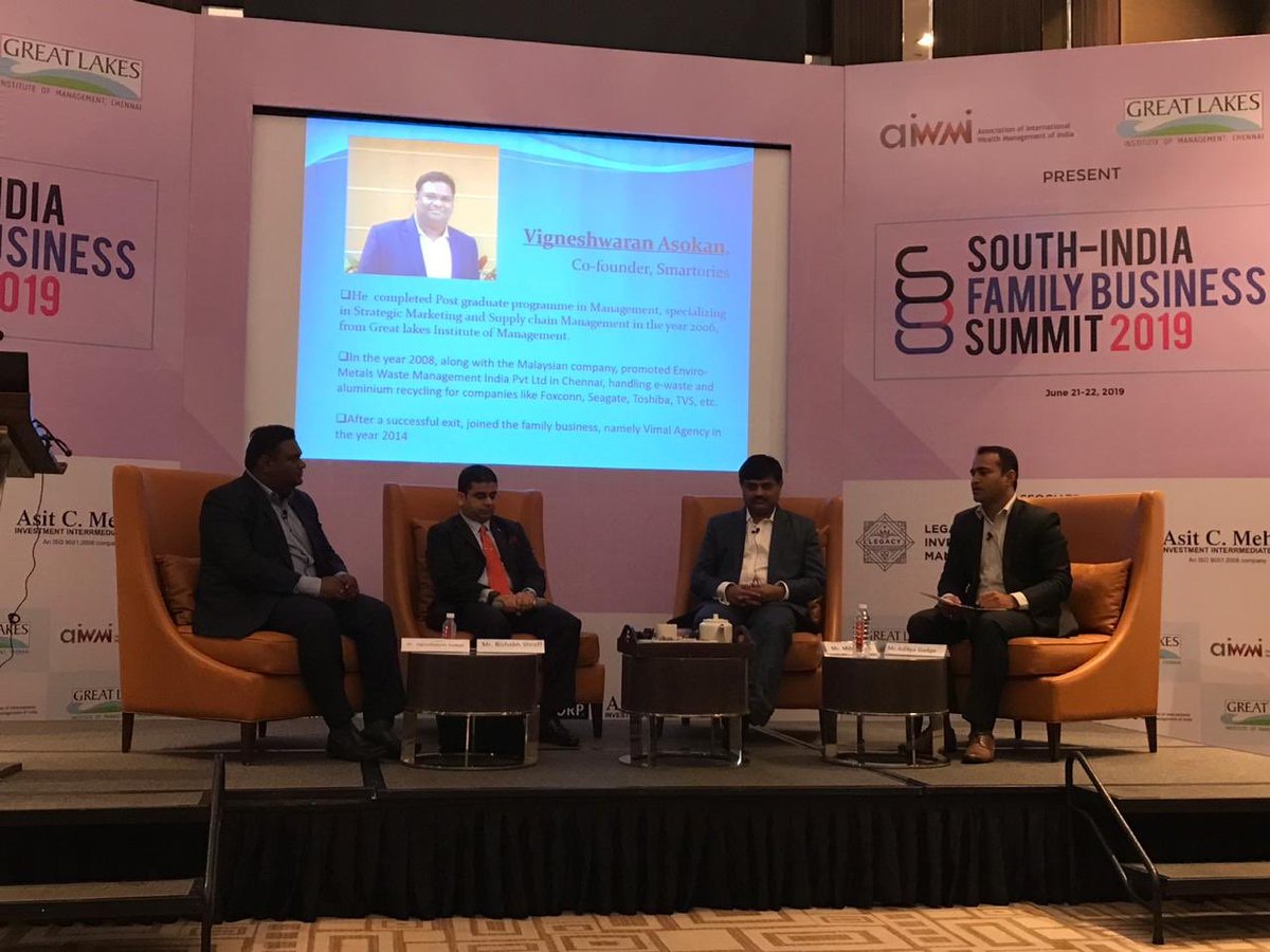 exqualifi's tweet photo. Our Gen-Nex panel discussing about family business and succession stories... 
@gopaldasjewellers @greatlakeschennai @team_aiwmi #cyrillamarchandmangaldas #smartstories https://t.co/8o9EXwvKm4